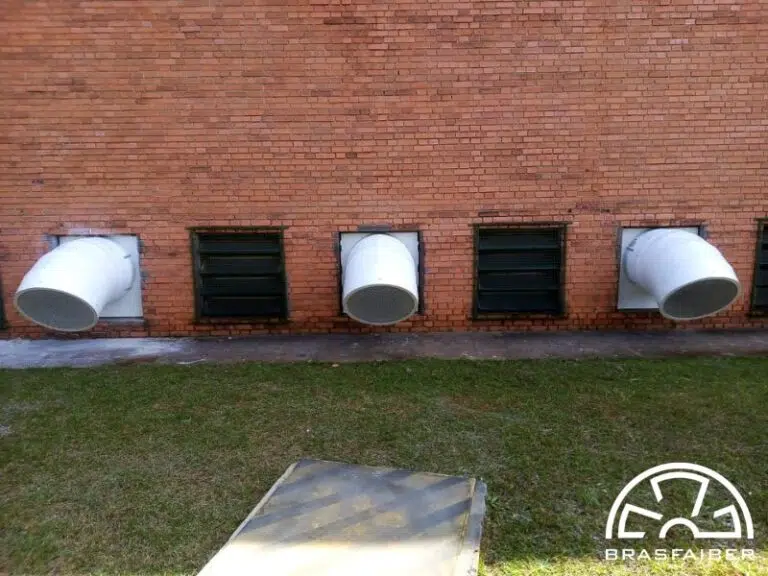 Exaustor de Parede com Curva para Industria de Fios - Vista Lateral - Brasfaiber